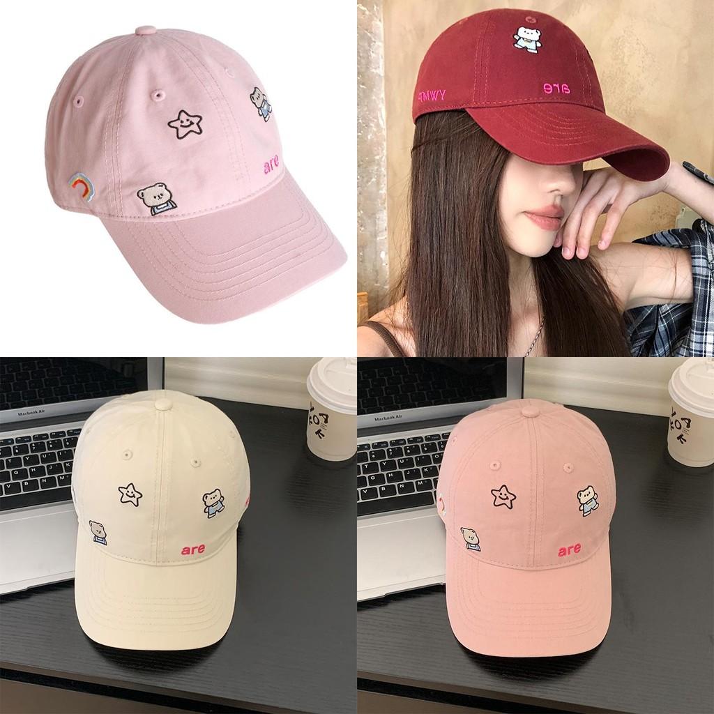 Breathable Baseball Cotton Cap With Bear And Letter Embroidery Design Fall For