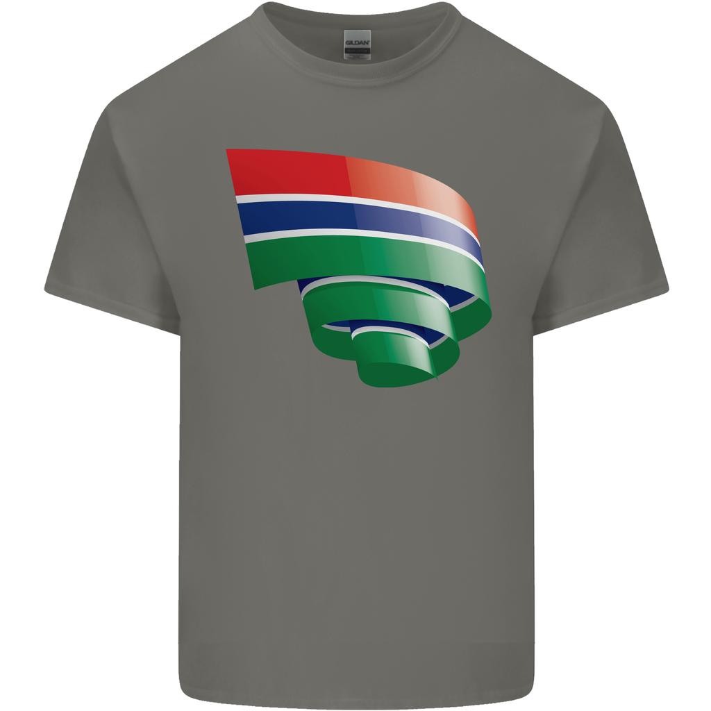 Curled Gambia Flag Gambian Day Football Unisexs Light Cotton Tshirt