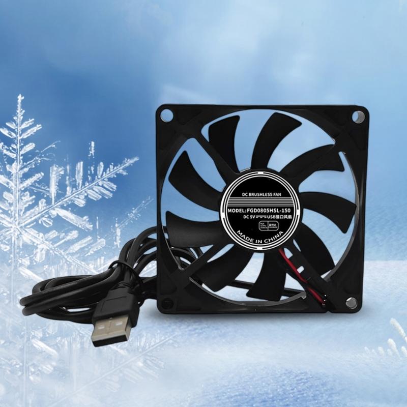 USB-betriebener 80mm Computerlüfter mit Gleitlager, geräuscharmer Betrieb für Desktop-PC, elektronische Geräte