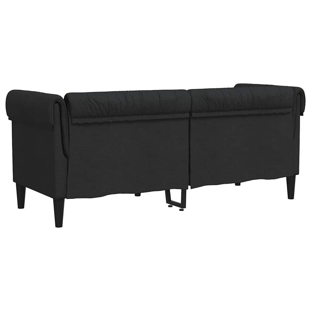 Chesterfield 2 Seater Sofa Black Fabric