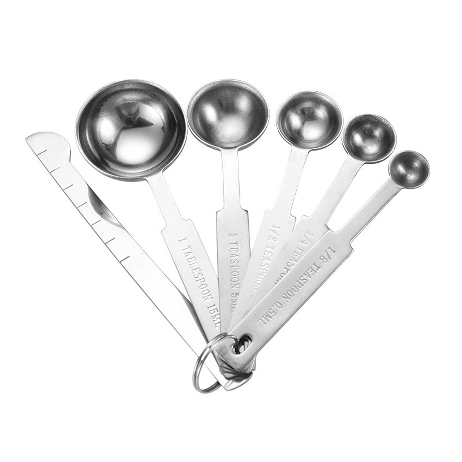 Stainless Steel Measuring Spoons Set Coffee Scoop Kitchen Baking Measuring Tools for Home one size серебряный