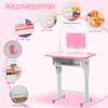 Kids Desk And Chair Set Adjustable Height Study Table Set With Drawer Book Stand Pen Slot Pink