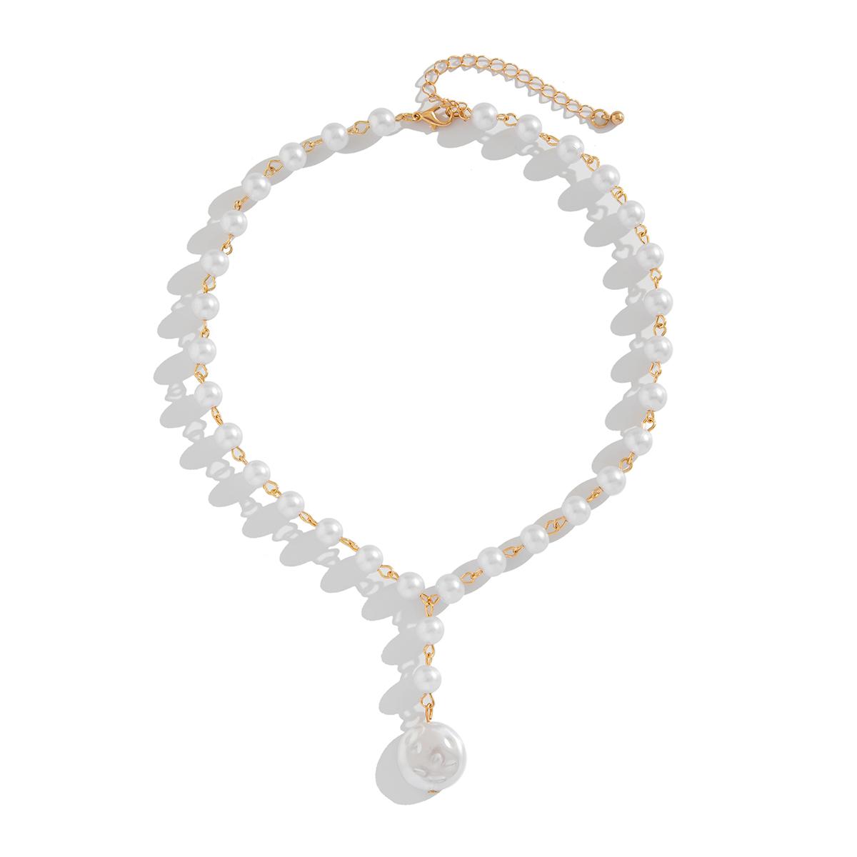 

Ingemark Punk Vintage Inlaid Rhinestone Jeus Cross Pendant Choker Necklace Set Men Hip Hop Imitation Pearl Chain Grunge Jewelry