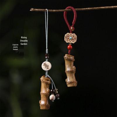 Sandalwood Bamboo Joint Step-by-Step Creative Retro Phone Pendant Keychain