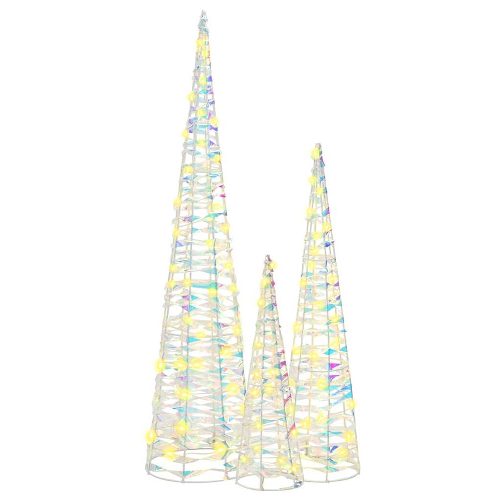 Christmas Tree with 90 LEDs 3 pcs Warm White 20 x 20 x 80 cm PET