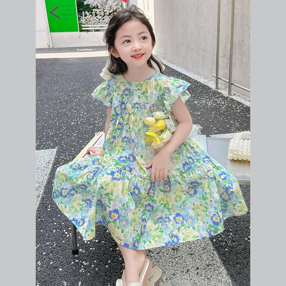 

Girl Sleeveless Floral Print Dress Children Kid Casual Summer Beach Sundress Princess Dresses Clothes 160 разноцветный