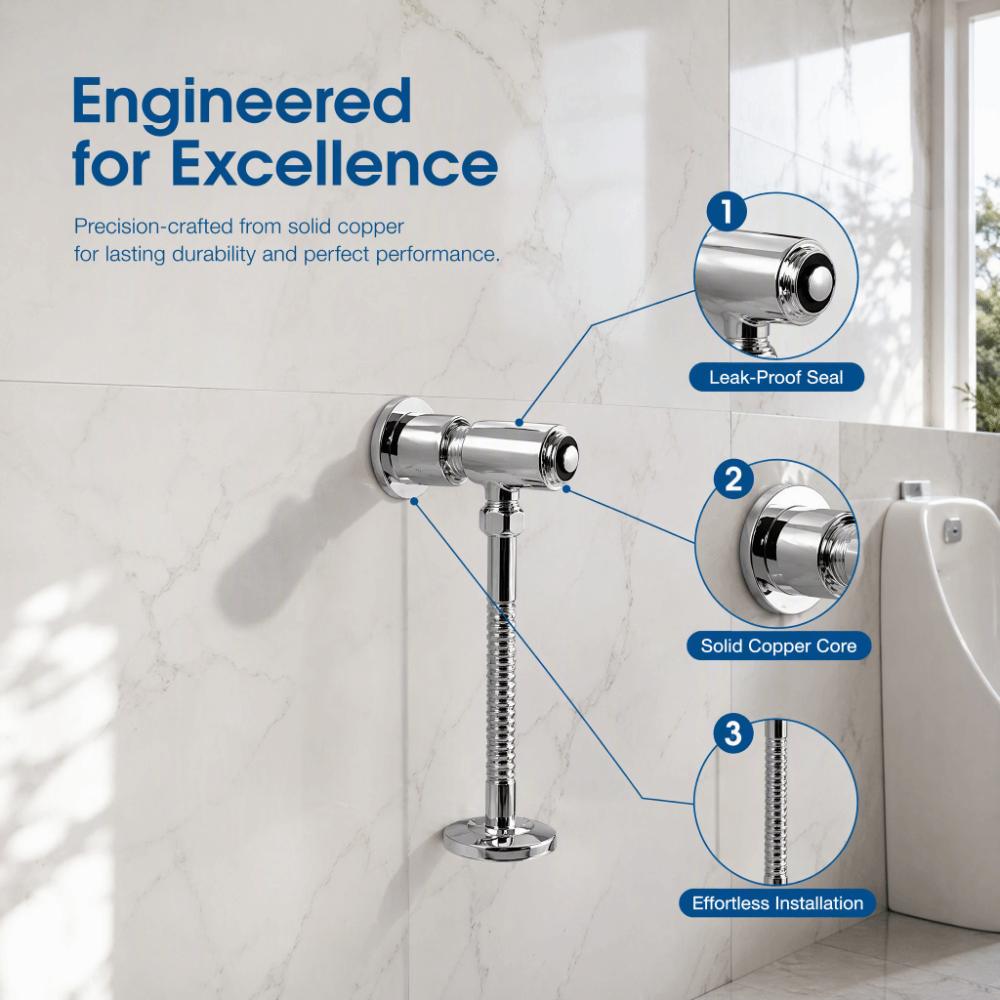 Pressing Type Manual Flush Valve Copper Material Diaphragm Flush Valve  For Home Use