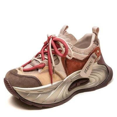 Scarpe Donna Loafer Vulcanizzate di Alta Qualità 5CM Primavera Autunno Sneaker Chunky Pelle Vera Marca Alta Piattaforma Scarpe Estive 2024