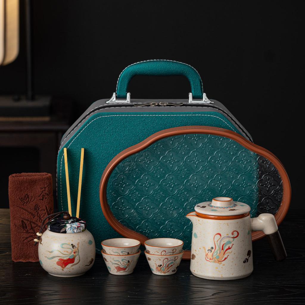 Ru Kiln Convenient Travel Tea Set Outdoor Camping Kuaike Cup High-end Tea Ware Company Events Business Companion