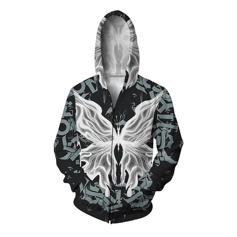 Butterfly Eagle Wolf Hoodie For Men Animal Demon Graphic Sweatshirt Leisure Loose Zipper Pullover Comfortable Hoodies