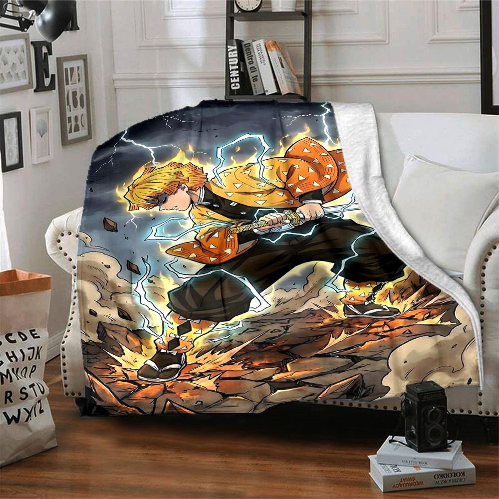 1pc Agatsuma Zenitsu Blanket, Gift, for Men and Women, Soft Blanket, Good for Sofa Bed Couch Travel, Lightweight Flannel Blanket