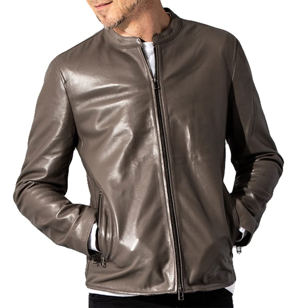 

LIUGOO Genuine Leather Single Rider Jacket LIUGOO SRS12B M Size Gray Men s сірий колір