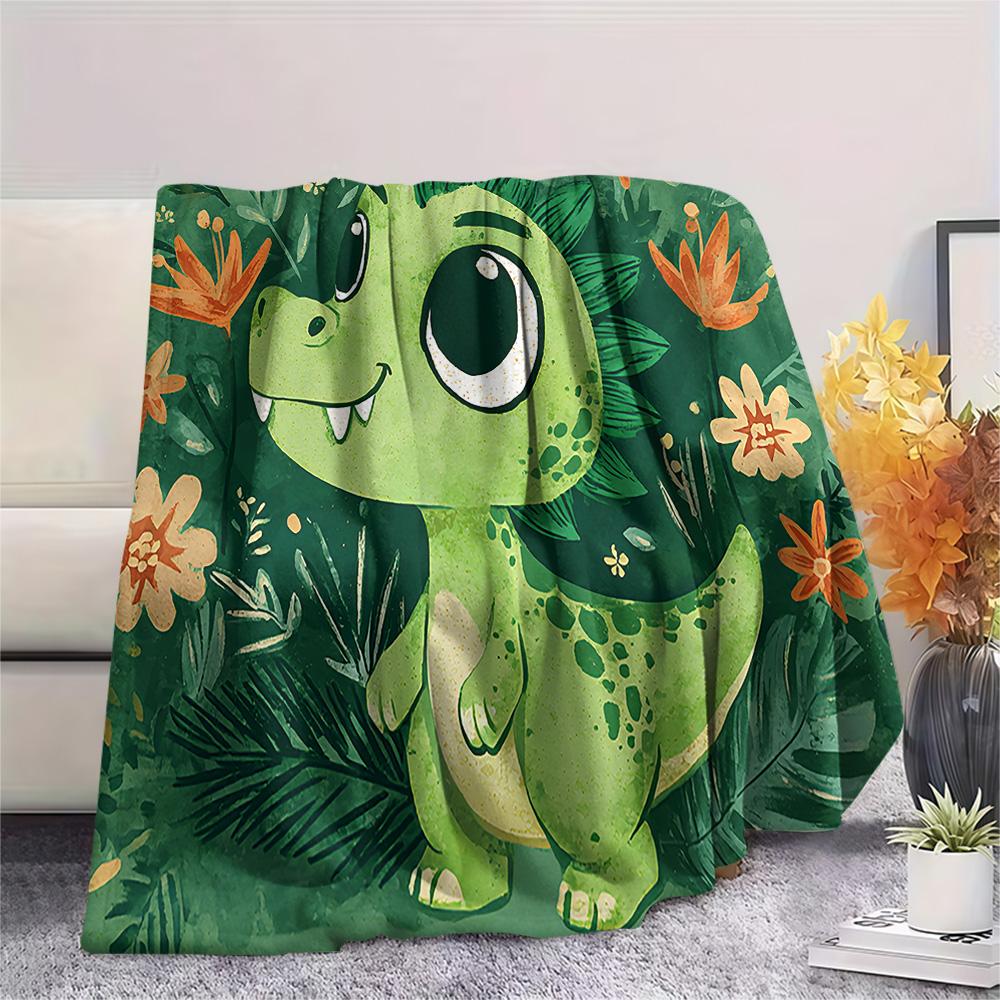 Dinosaur Print Flannel Blanket, High quality Comfortable for All Seasons, Home Decor, Warmth and Comfort, Perfect for Christmas Gifts