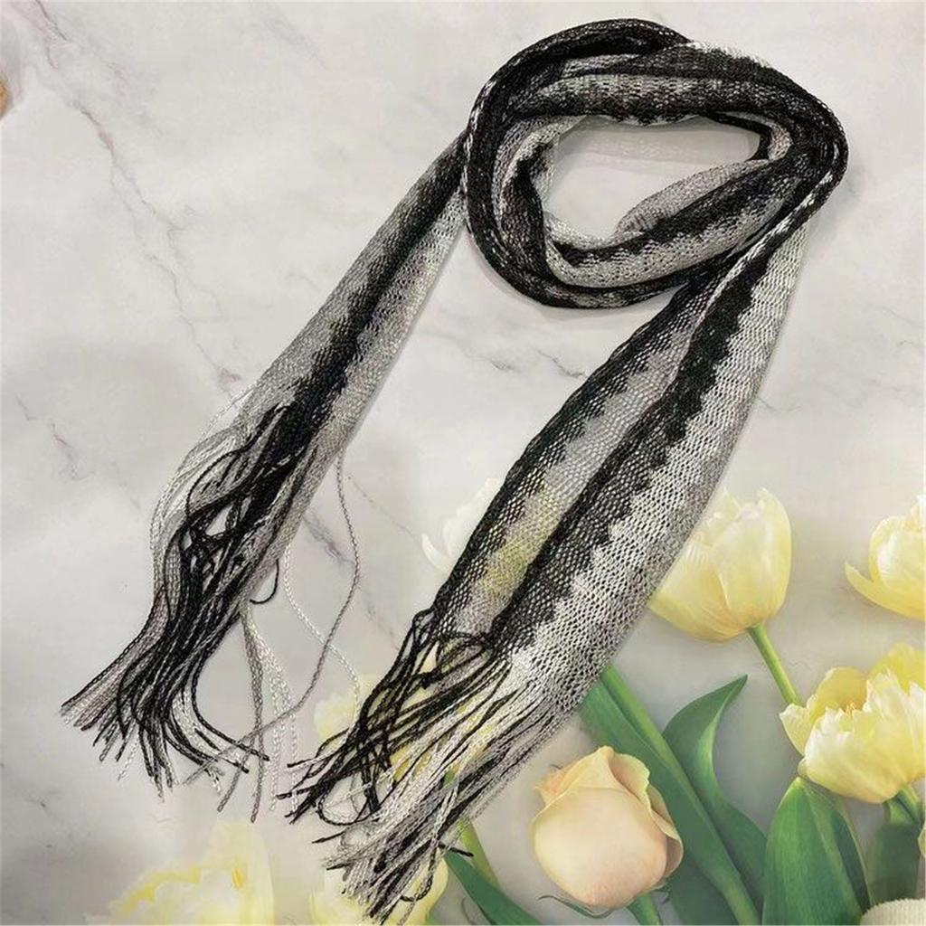 Lace Striped Neck Scarf With Tassels For Women and Teens Fashion Neck Accessories Perfect For Various Occasion Outfit