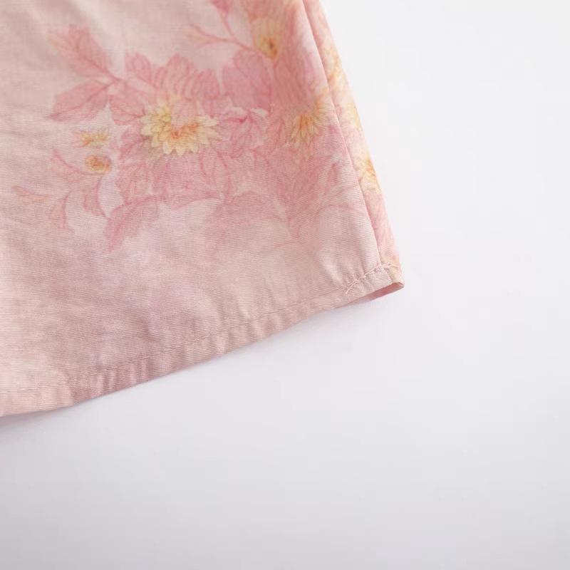 Elegant Summer 2026 Embroidered Cotton Linen Top - Short Sleeve, Breathable, Retro Wear for Mom On Mother's Day