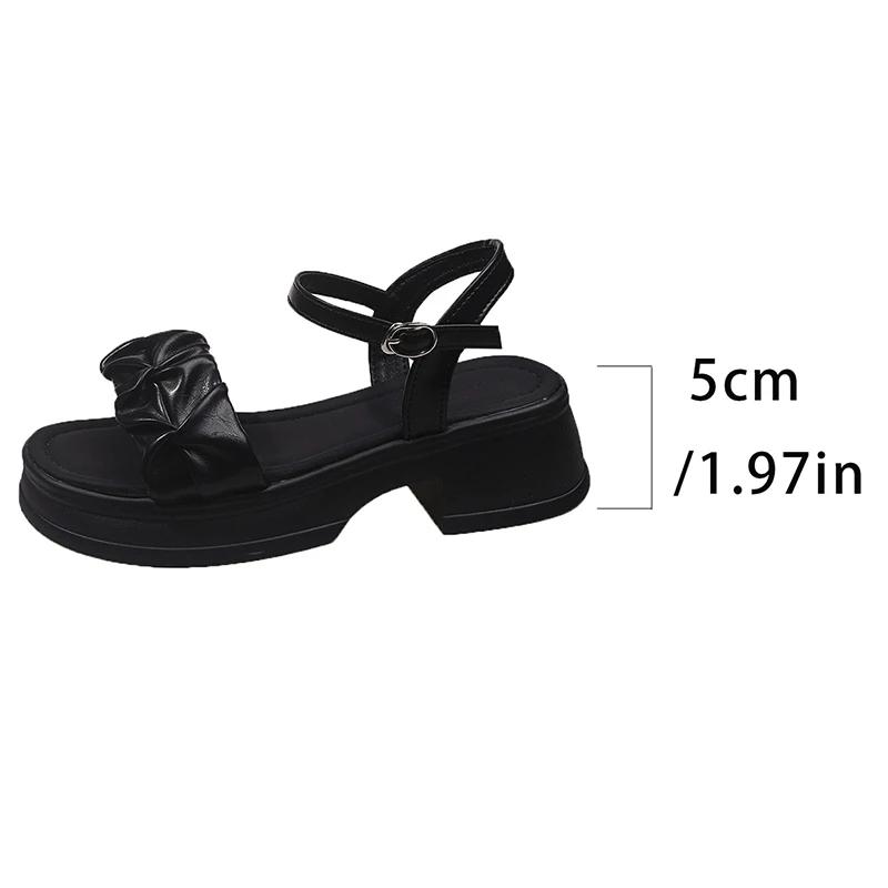 Fashion Pleated Thick Bottom Non Slip Beach Shoes Woman Plus Size Ankle Strap High Heel Sandals Comfort Light Chunky Platform Sandals
