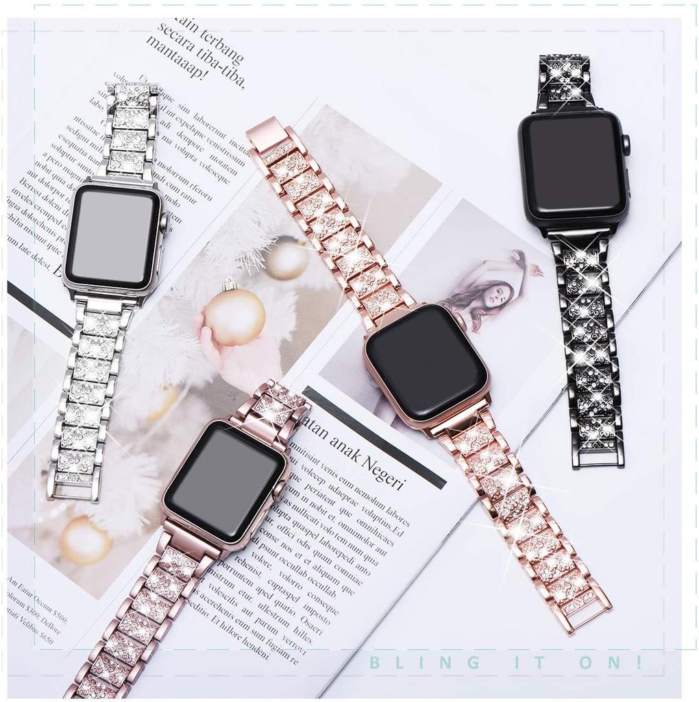 Bling Strap for Apple Watch Band 40mm 44mm 38mm 42mm Lady Belt Correas Stainless Steel Bracelet iWatch Series 3 4 5 Se 6 Band