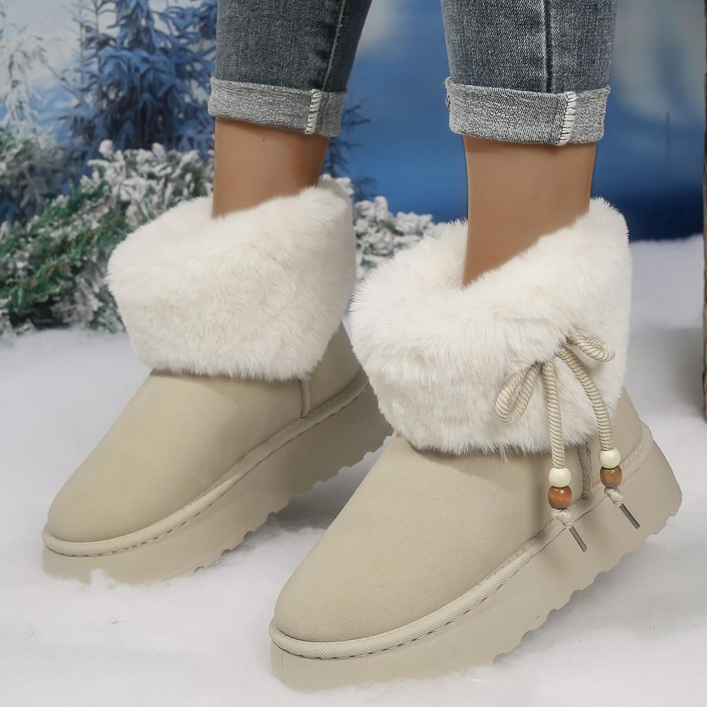 Fashion Women Snow Boots 2025 New Warm Thickened Plush Boots Thick Sole Casual Comfortable Anti-slip Women Shoes Winter Mid-calf Boots