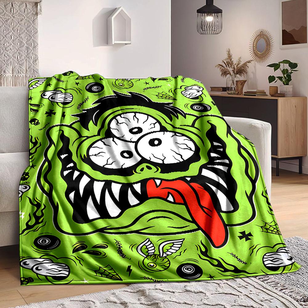 1Pc Alien Monster Flannel Blanket, Soft And Comfortable, Casual Warm, Camping Travel, Christmas, Halloween Xmas Gift L1217