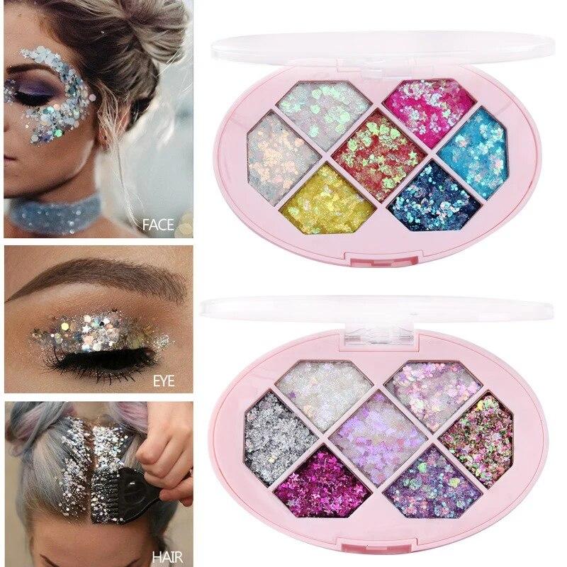 7-Color Sequins Eyeshadow Palette Long Lasting Waterproof Smudge-Proof Glitter Eye Shadow