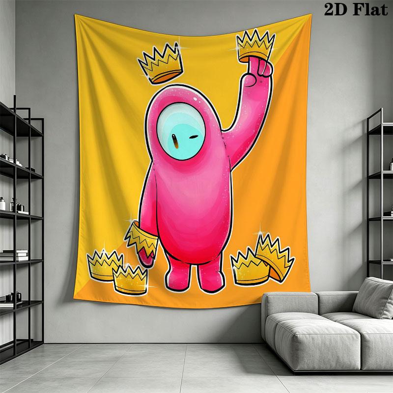 Fall Guys Wall Tapestry Aesthetic Wall Hanging Printed Fabric Blanket Decorative Tapestries for Bedroom Living Room Home Decor