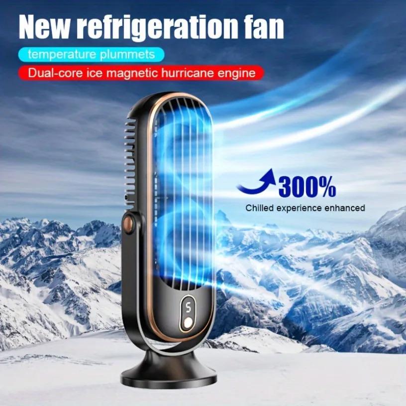 Portable USB Desk Fan Dual Motor 5-Speed LED Large Battery 360° Cooling Quiet for Office Home Travel Camping RV