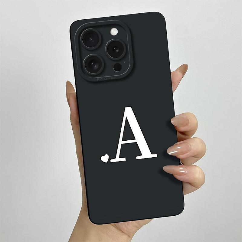 For iPhone 14 Pro Max Case iPhone 14 Plus Phone Case iPhone 14 Pro Cover Cute Couple Initial Letters Square Skin Matte Cover