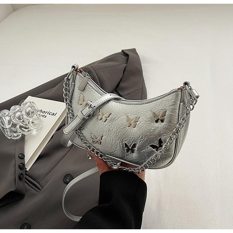 Bag Women's 2025 New High-end Summer Versatile Fashion Butterfly Shoulder Crossbody Bag Simple Chain Underarm Bag