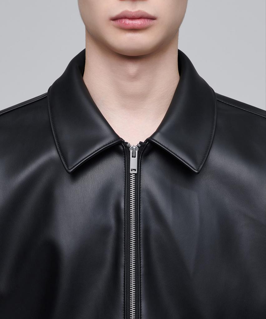 Musinsa Standard Synthetic Leather Extra Oversized Single Jacket [Black]