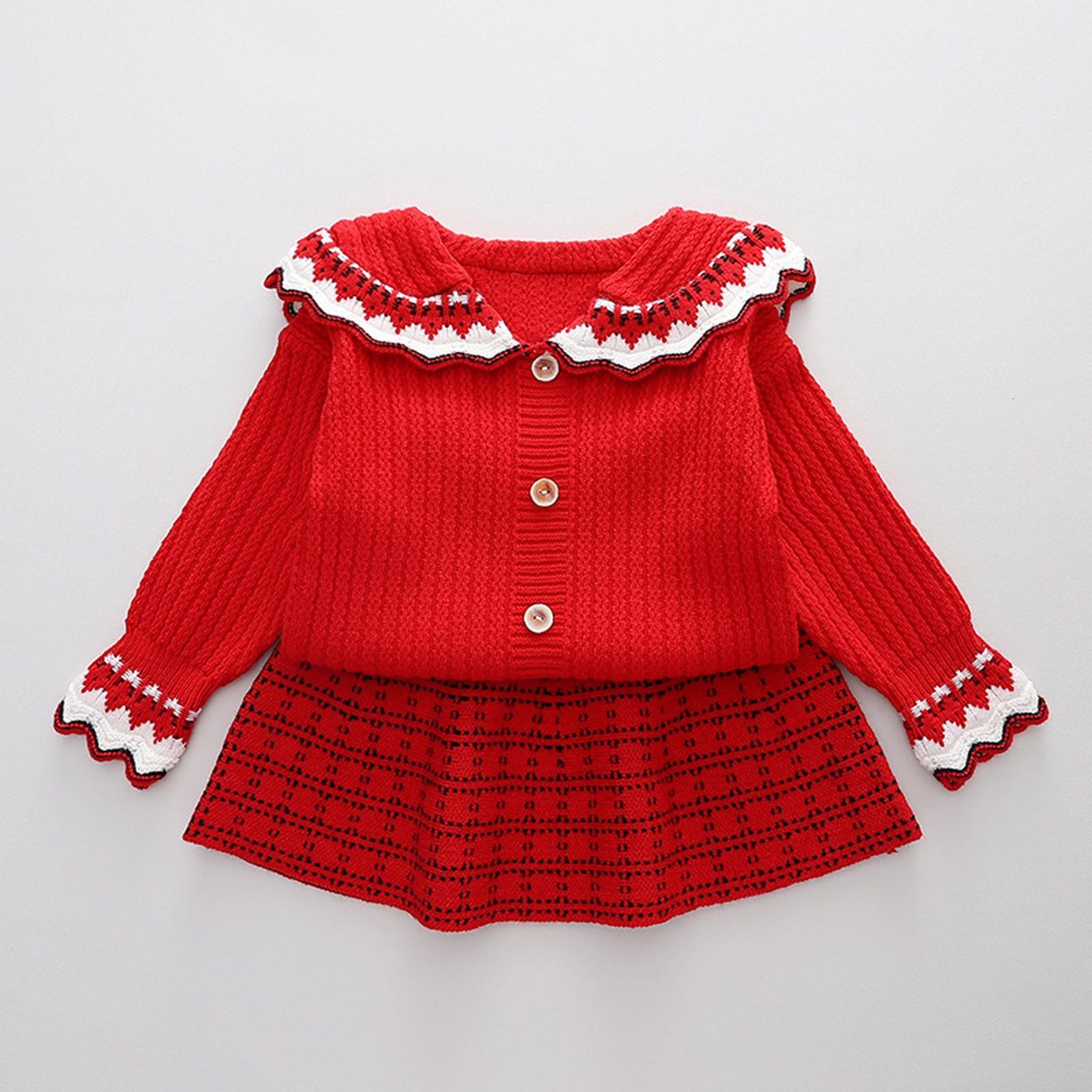 

Комплект из двух частей: юбка, свитер, кардиган, сокровище для колледжа, для девочек 110 красный