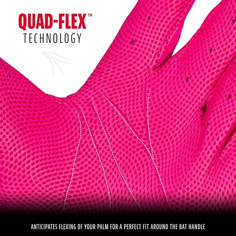 Franklin Sports MLB Batting Gloves - CFX Pro Adult Youth Batting Gloves Pair - Baseball + Softball Compatible Premium Pro Quality Leather Pink