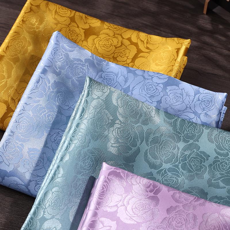 Wide 150cm Rose Jacquard Fabric for Needlework Cheongsam Dress Pajamas Costume Diy Sewing Soft Micro Elastic Cloth