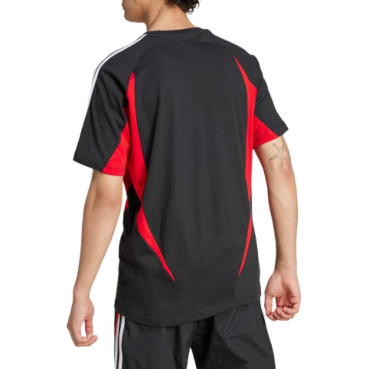 adidas T-shirt Archive Color Block Manches Courtes Raglan Homme Hauts Noir Cramoisi IX9648