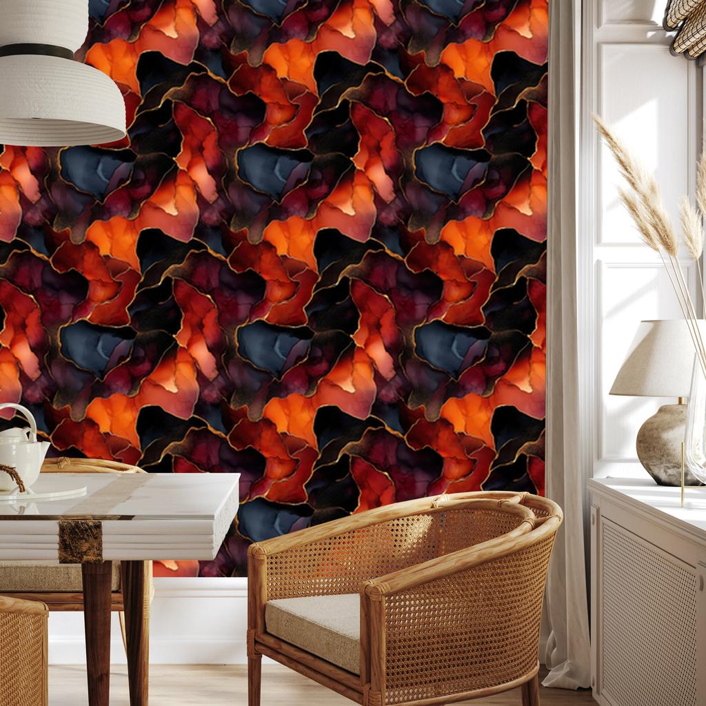 Ink Wallpaper Black and Red for Living Room and Bedroom 50x1000
