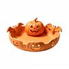 Candy Storage Dish Halloween Pumpkin Tray, Bat Relief Holder, 3D Printed Retro Face Bowl Desktop Bowl, Spooky Tabletop Ornament for Party Decor Window