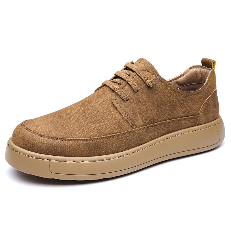 Shoes for Men Leather Casual Shoes Retro Designer Flat Skateboard Shoes Fashion Lace-up Sneakers