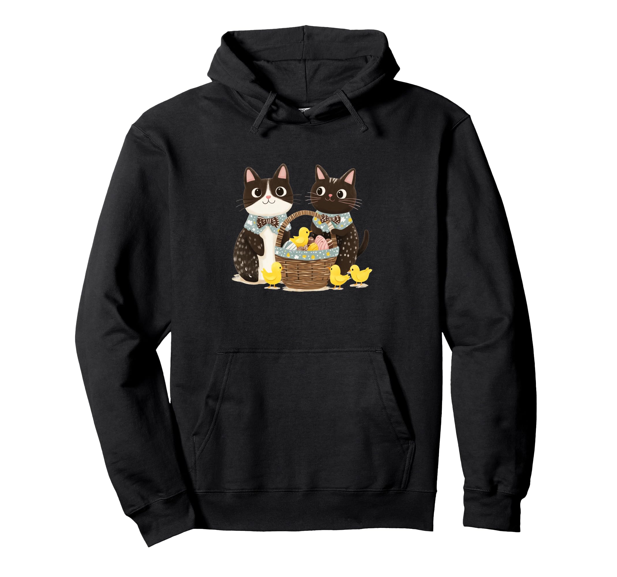 

Easter Cat Yellow Baby Chick Colorful Easter Egg Kitten Hoodie чёрный