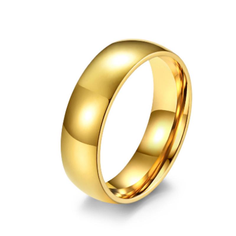 2024 Gold Plated Titanium Steel Couple Rings: 2/4/6/8mm Round Arc Design