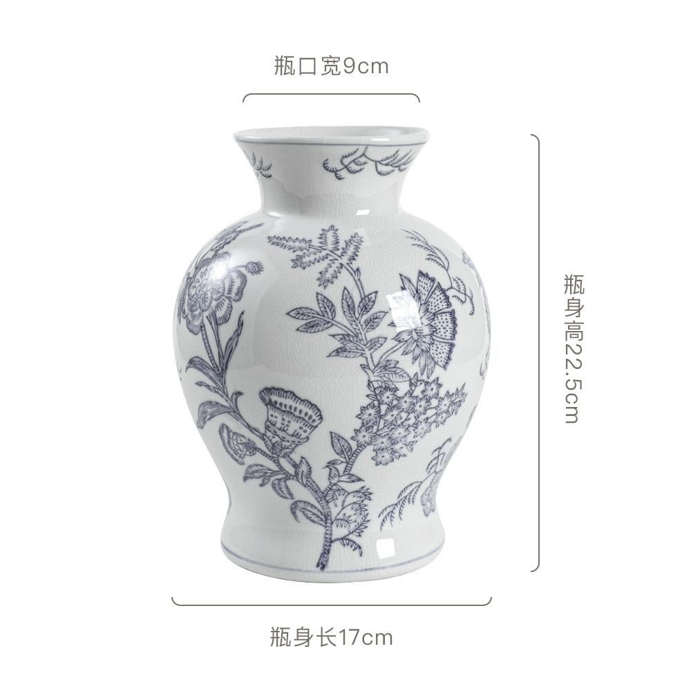 Ceramic Belly Vase Blue white porcelain retro vase Chinese porcelain ornaments Home decoration storage bottle porcelain vases