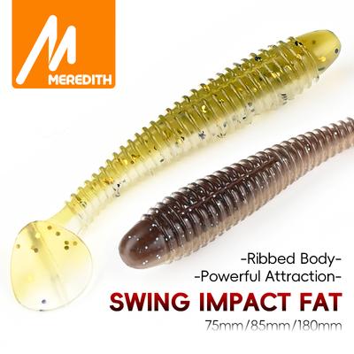 MEREDITH Swing Impact FAT Rybářské návnady 75mm 85mm 180mm Paddle Tail Návnady Wobbler Rybářská měkká návnada Na basy Silikonová návnada