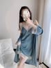 2023 Women's Sexy Summer Two-Piece Pajama Set: Ice Silk Camisole Nightdress & Long Sleeve Robe with Chest Pads