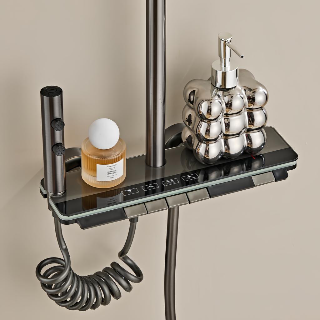 Temperature Digital Display Shower Set Shower Faucet System Set Hot Cold With Ambient Light Shower Column Bathroom Shower Head