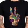 Peace Sign Hand Hippie Psychedelic Boho Nature Groovy Festival T-Shirt.