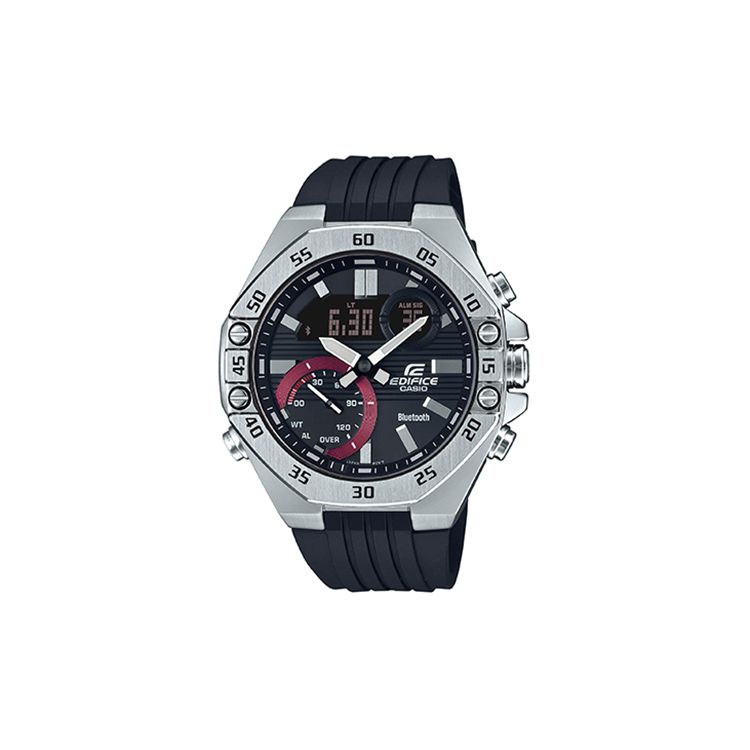 Casio Men's Dark/Black Edifice Slim Series Business Fashion Heart Quartz Movet Resin Strap Watches Ecb-10Yp-1Apr