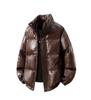 2025 Men's American Style Crocodile Pattern PU Leather Winter Jacket - Thick, Loose, Plus Size Cotton Coat