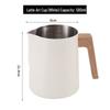 Wood Grain Handle Latte Art Cup, 304 Stainless Steel with Scale, Milk Frothing Pitcher