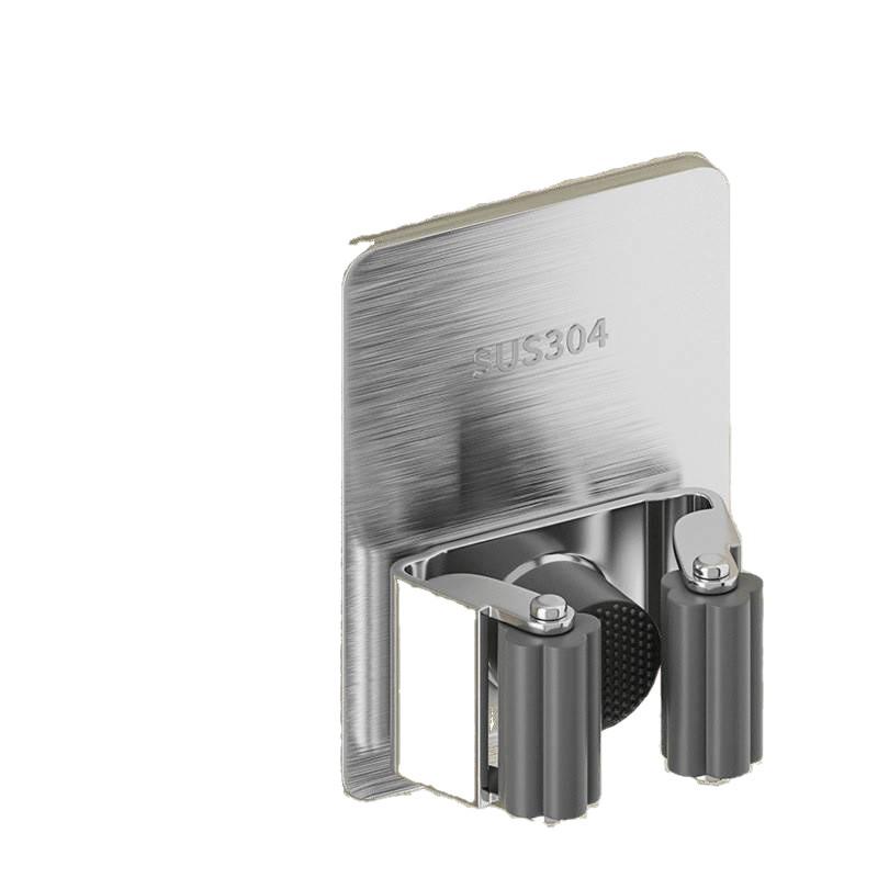 Stainless Steel No-Punch Wall Mount Mop & Broom Holder Clip