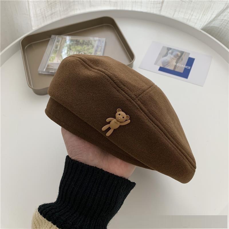 New Beret Children's Autumn Versatile Face Small Painter Hat Winter Warm Literary Retro Octagonal Hat