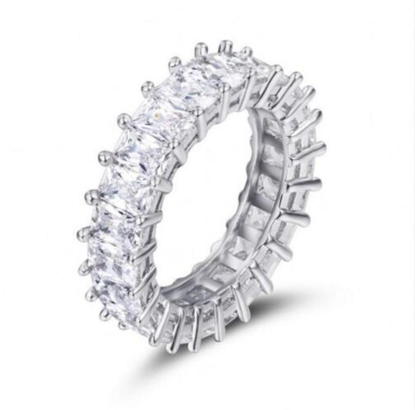 Fine Engagement Eternity Promise Ring AAAAA Zircon 925 Sterling Silver Statement Wedding Band Rings for women men Jewelry Gift