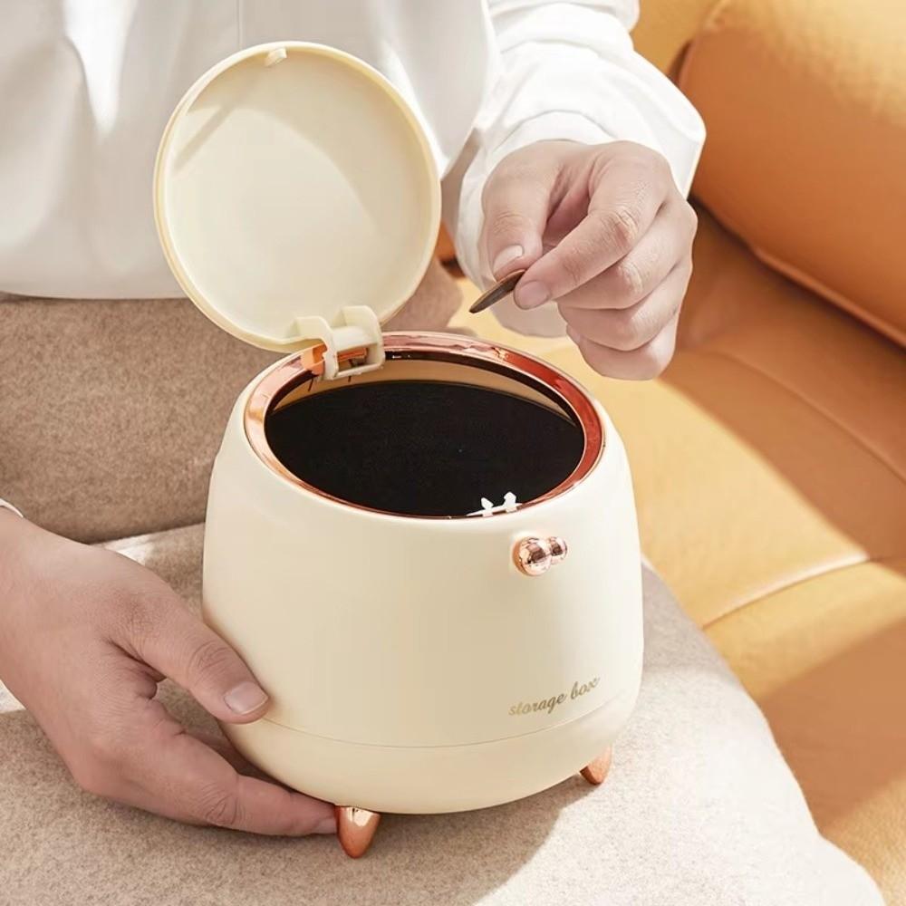 Light Luxury Desktop Trash Can Mini Size Double-layer Coffee Table Cover Pressing Type Small Storage Bucket